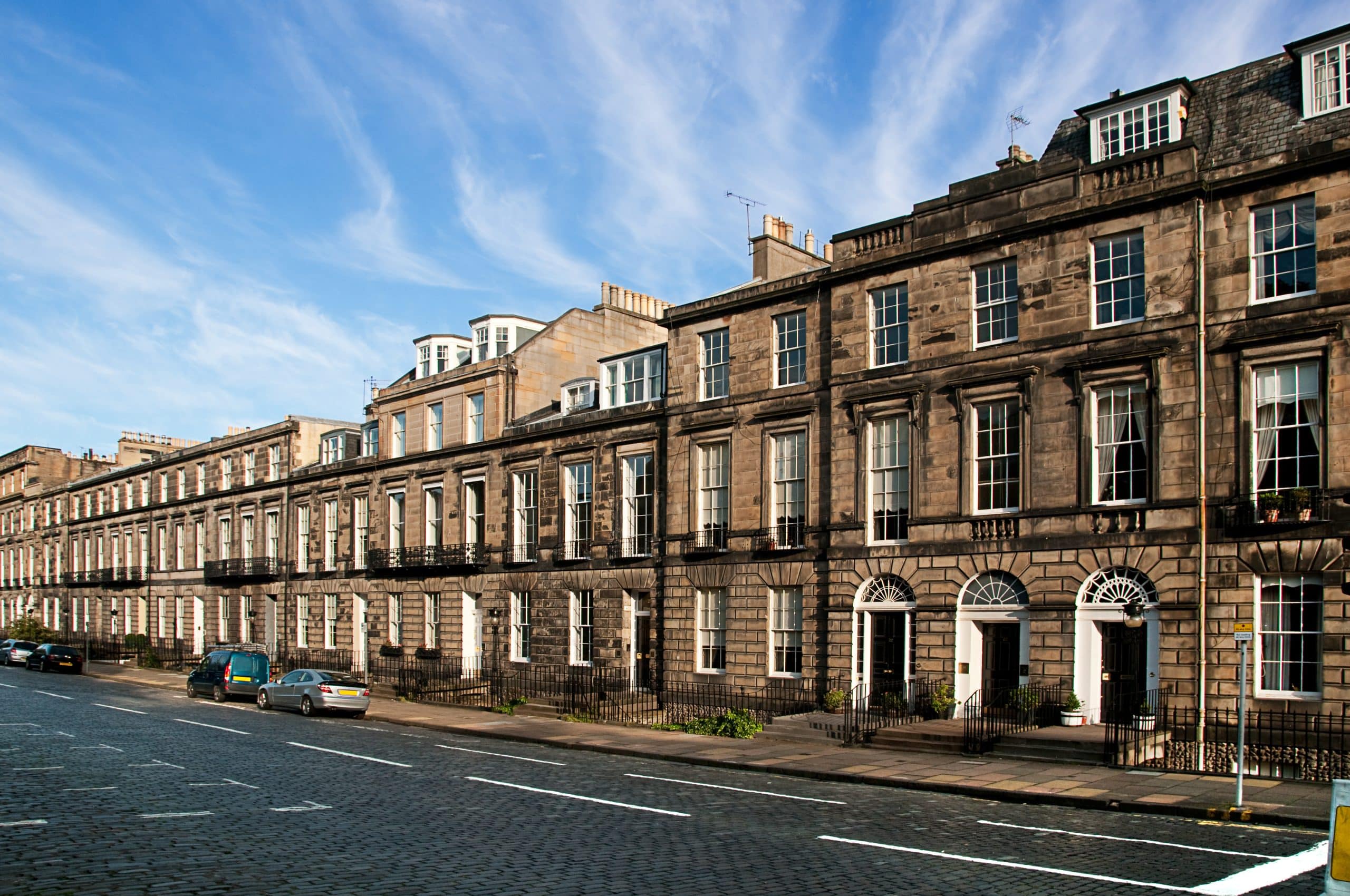 Paved street in Edinburgh, UK